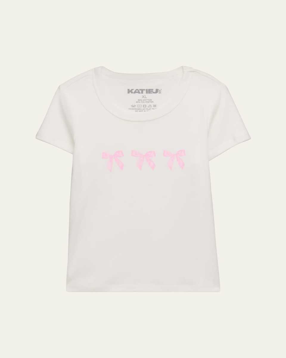 Girl's Coquette Bows Graphic T-Shirts, Size S-